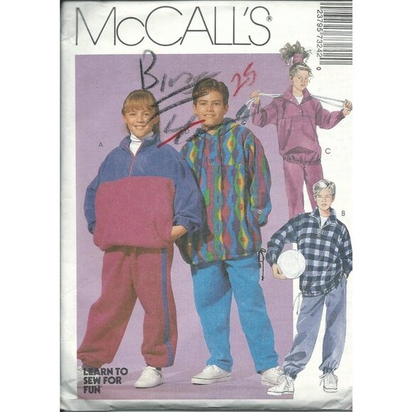 McCalls 7324 Pattern For Childrens Activewear Tops & Pants Sizes 7-10 - Picture 1 of 1